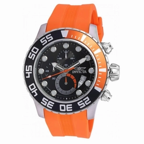 Invicta Men's Quartz Watch - Pro Diver Rotating Bezel Black Dial Orange Strap | 19243