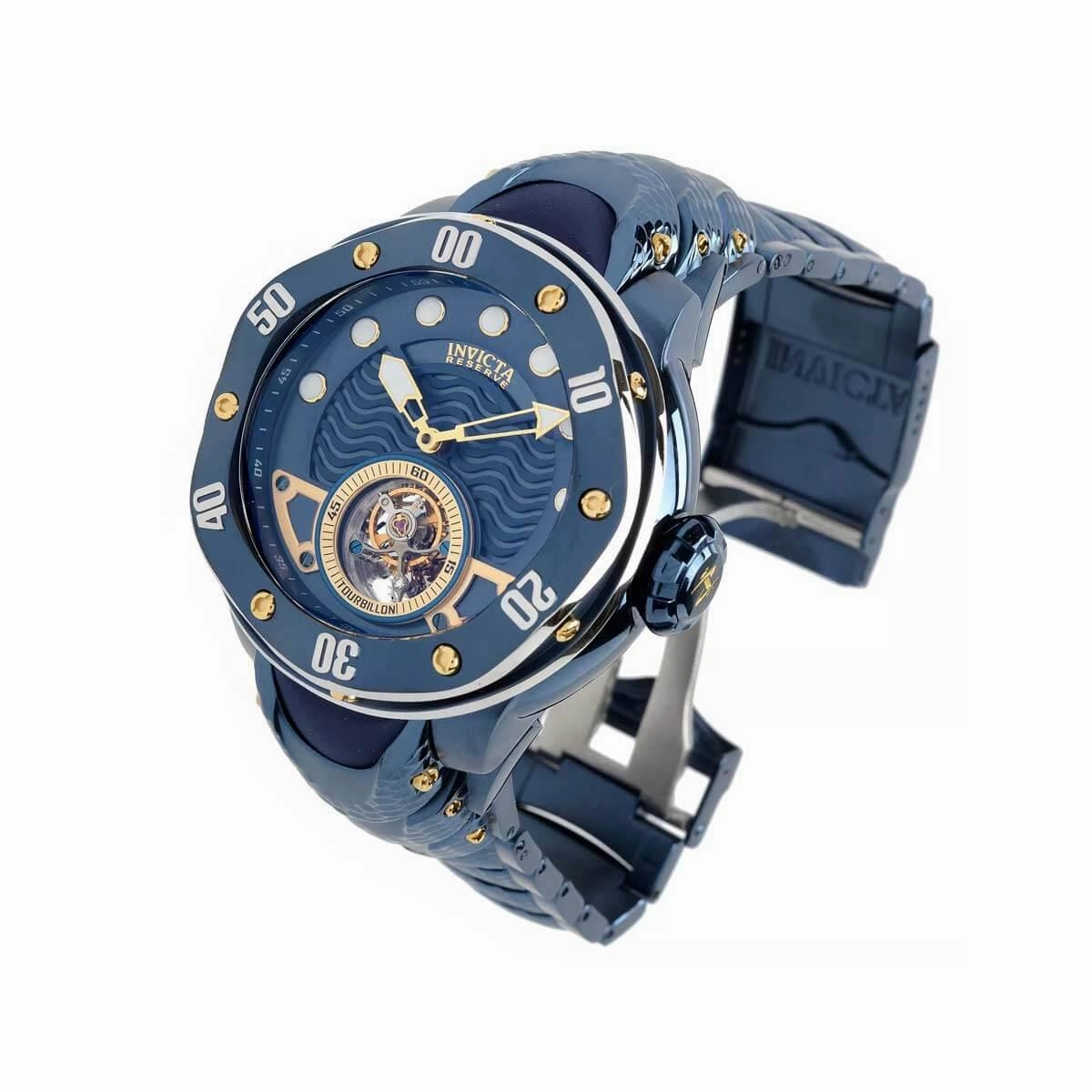 Invicta Men's Quartz Watch - Reserve Kraken Open Heart Dial Blue Bracelet | 35730