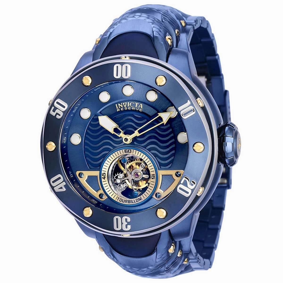 Invicta Men's Quartz Watch - Reserve Kraken Open Heart Dial Blue Bracelet | 35730