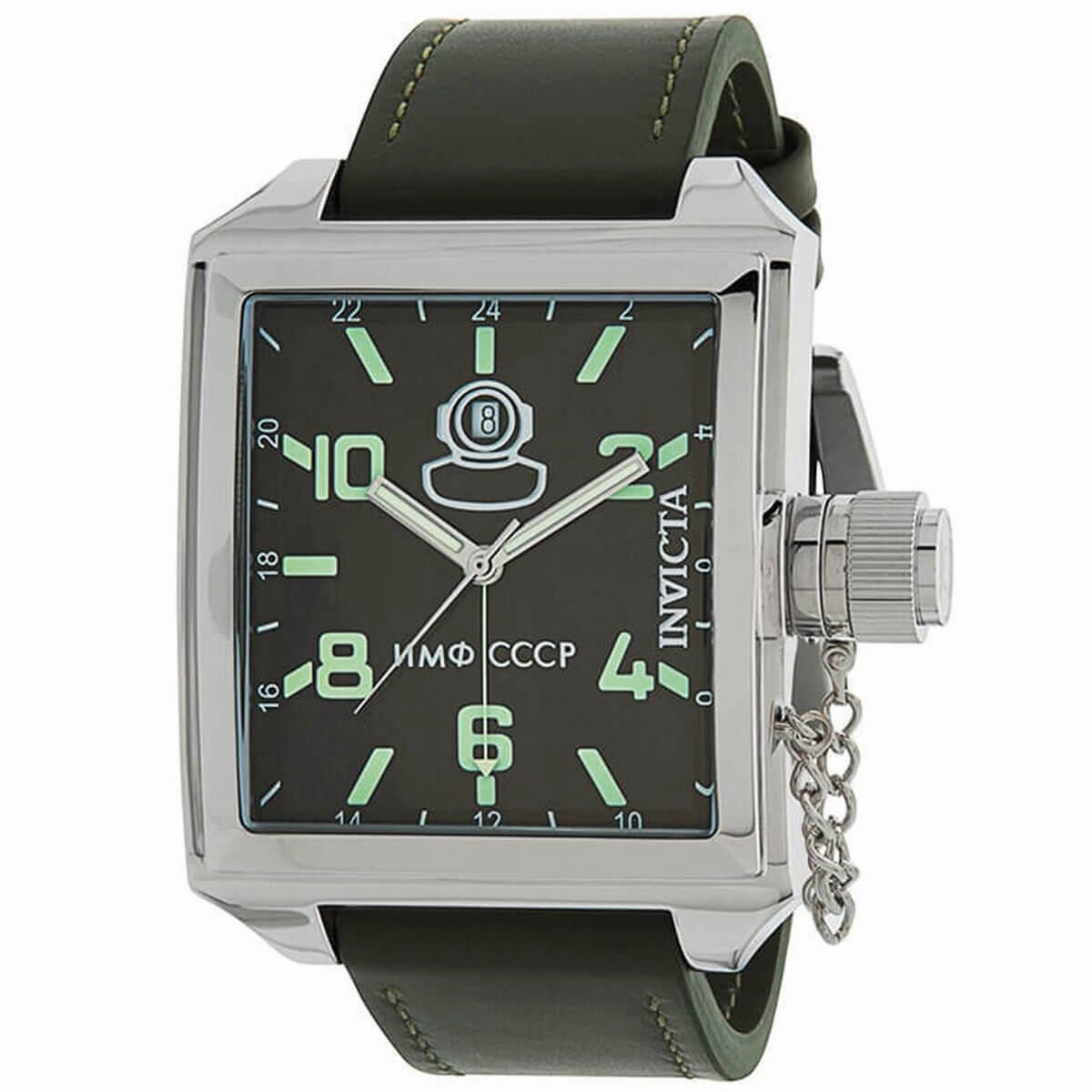 Invicta Men's Quartz Watch - Russian Diver Green Dial Leather Strap | 33706