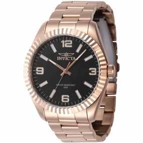 Invicta Men's Quartz Watch - Specialty Black Dial Rose Gold Bracelet | 47461