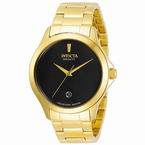 Invicta Men's Quartz Watch - Specialty Black Dial Yellow Gold Plated Bracelet | 31121