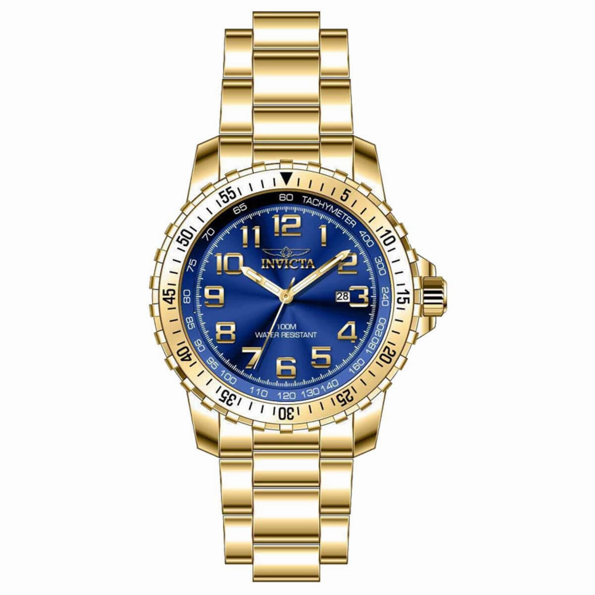 Invicta Men's Quartz Watch - Specialty Gold Tone Case Blue Dial Bracelet | 39120