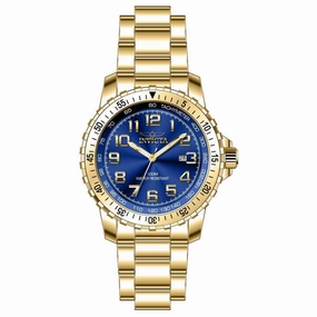 Invicta Men's Quartz Watch - Specialty Gold Tone Case Blue Dial Bracelet | 39120