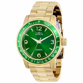 Invicta Men's Quartz Watch - Specialty Yellow Gold Case Green Dial Bracelet | 38532