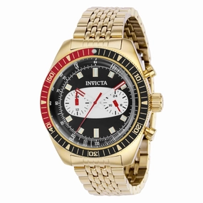 Invicta Men's Quartz Watch - Speedway White, Black Dial Yellow Gold Bracelet | 40527