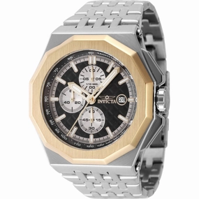 Invicta Men's Watch - Akula Chrono Silver Tone, Black Dial Gold Tone Bezel | 47392