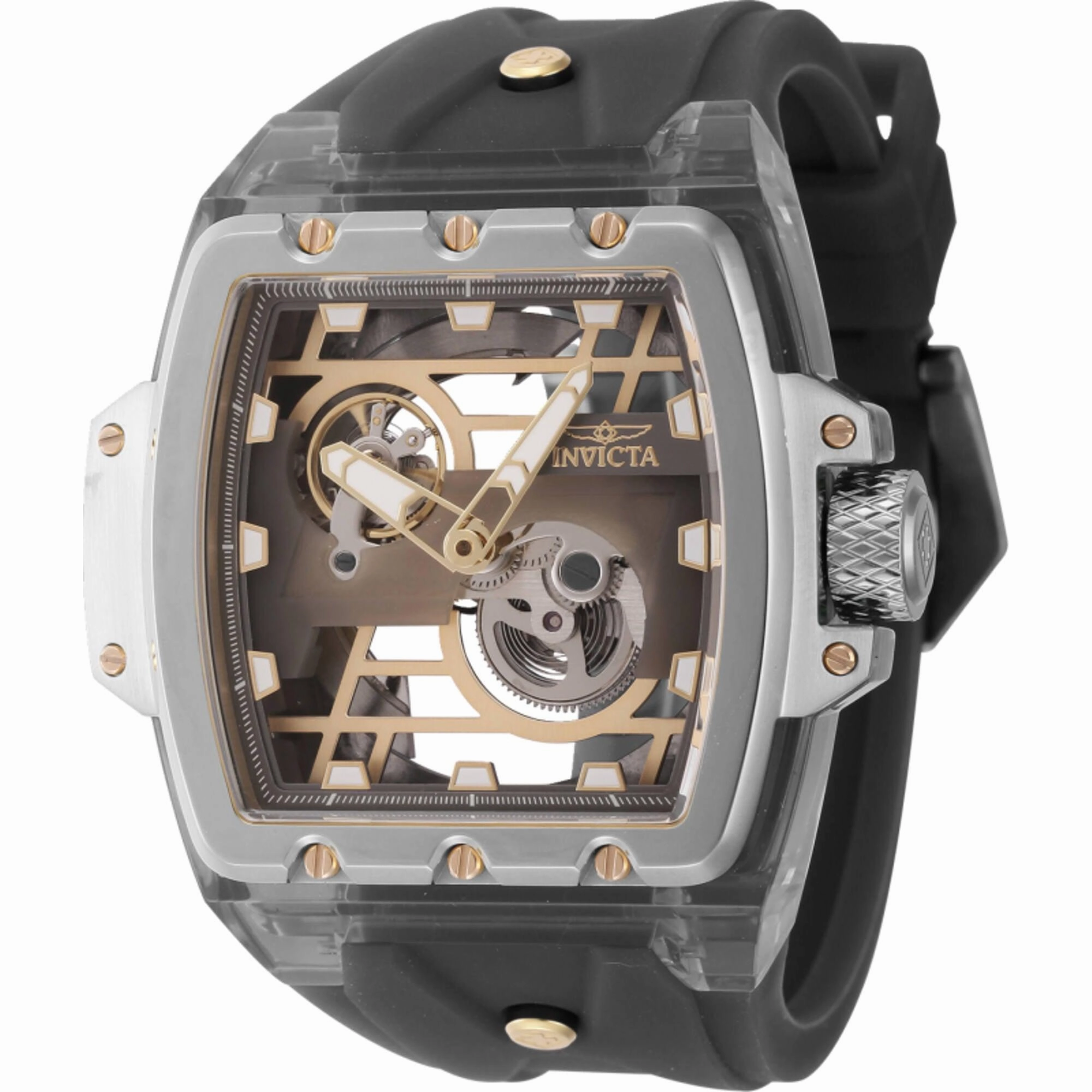 Invicta Men's Watch - Anatomic Gunmetal and Gold Skeleton Dial Black Strap | 44268