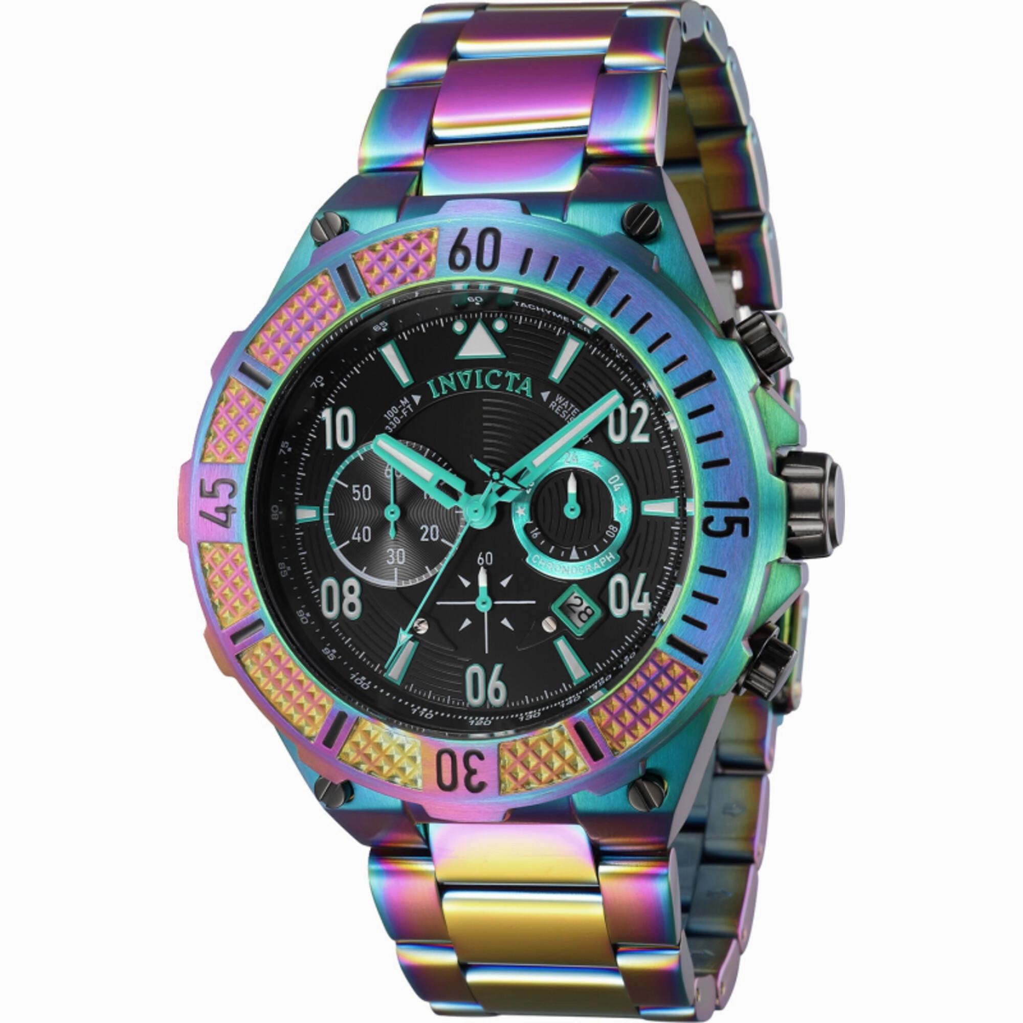 Invicta Men's Watch - Aviator Chrono Green and Black Dial Iridescent Steel | 40513