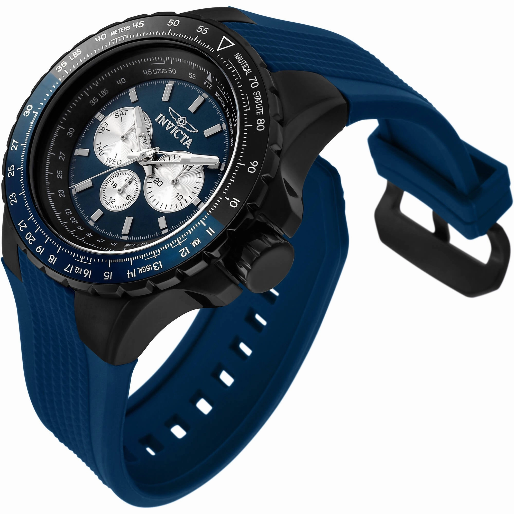 Invicta Men's Watch - Aviator Chronograph Blue, Black and Silver Dial Strap | 33037