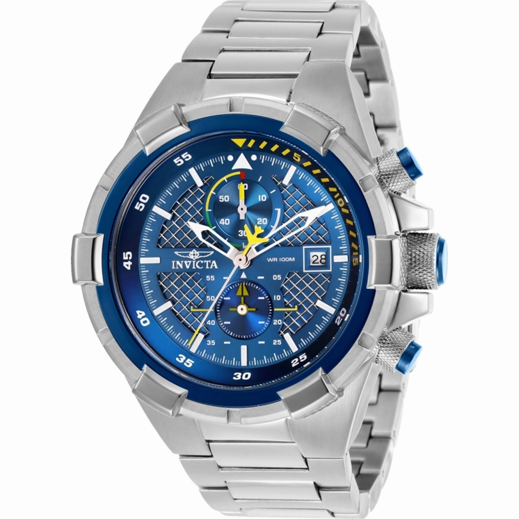 Invicta Men's Watch - Aviator Chronograph Blue Dial Bracelet Steel Bracelet | 28111