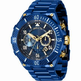 Invicta Men's Watch - Aviator Chronograph Gold and Blue Dial Steel Bracelet | 40512