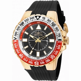Invicta Men's Watch - Aviator Quartz Compass Black and Red Dial Rubber Strap | 19271