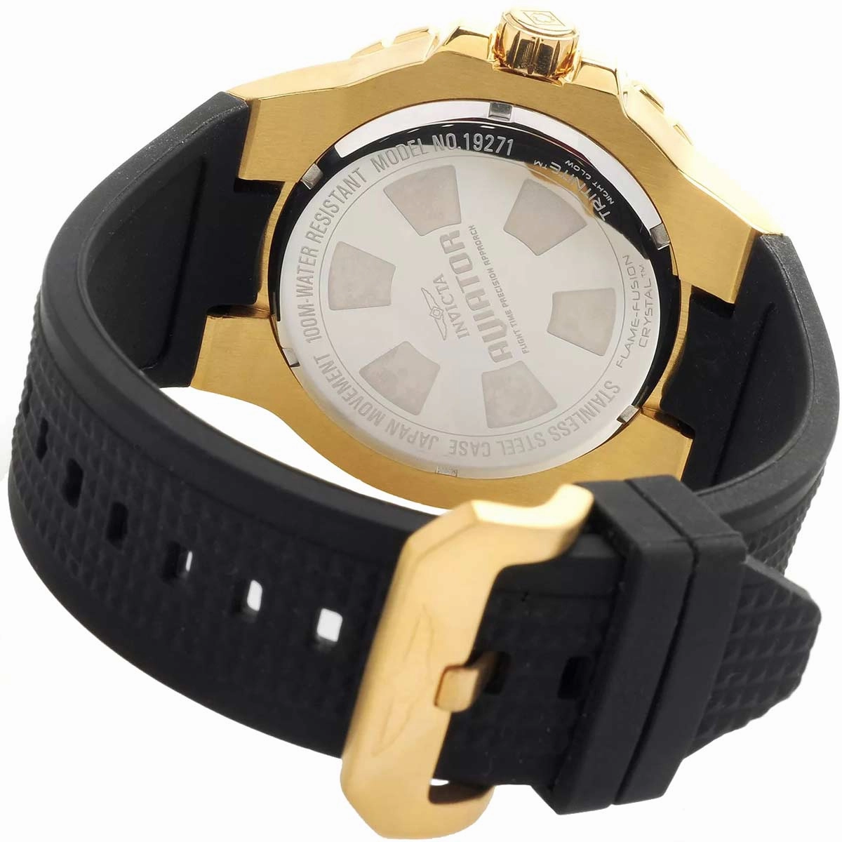 Invicta Men's Watch - Aviator Quartz Compass Black and Red Dial Rubber Strap | 19271