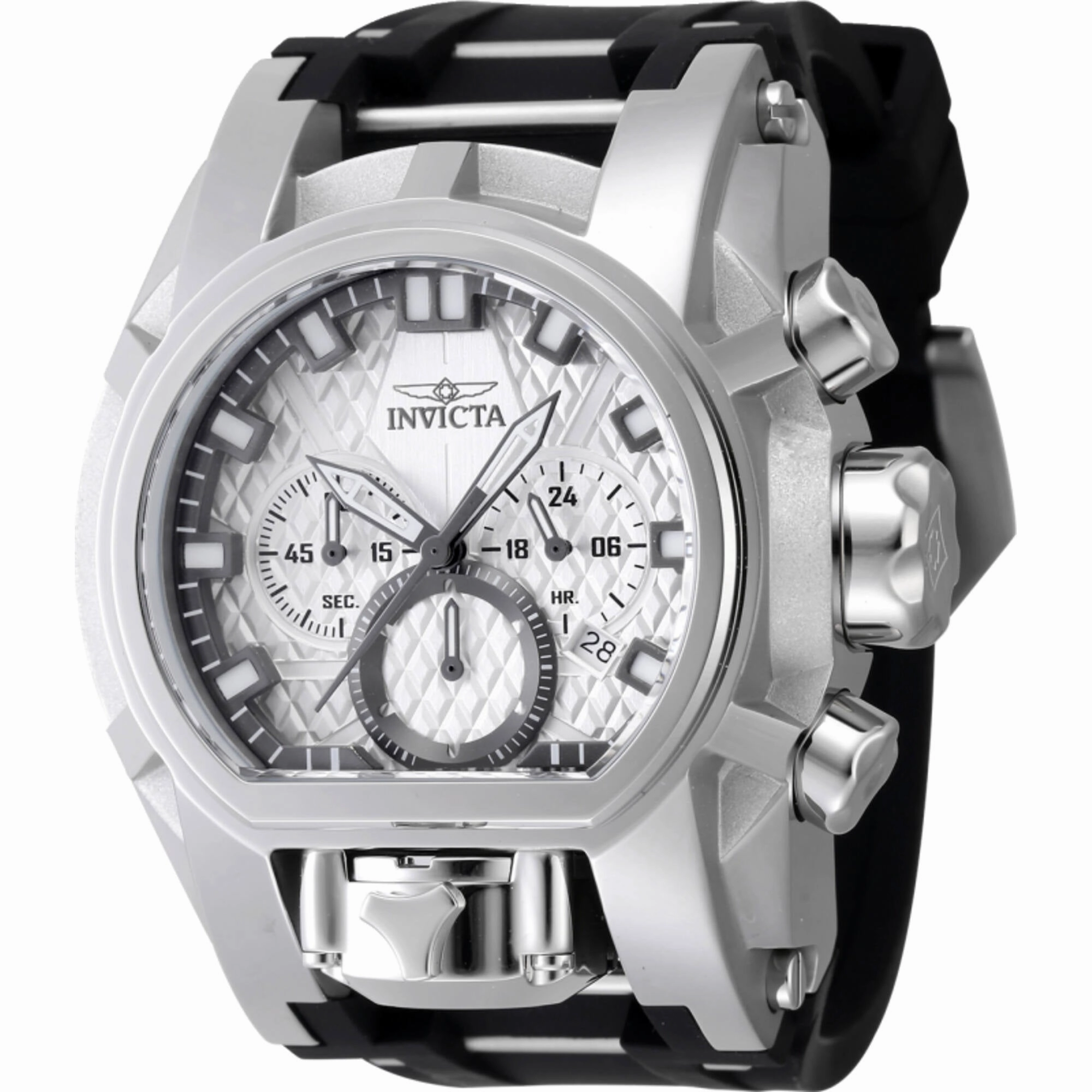 Invicta Men's Watch - Bolt Zeus Magnum Quartz Chrono Silver and Black Strap | 47531