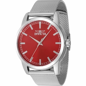 Invicta Men's Watch - Celestial Quartz Red Dial Silver Tone Mesh Bracelet | 48509