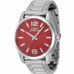Invicta Men's Watch - Celestial Quartz Red Dial Silver Tone Steel Bracelet | 48496