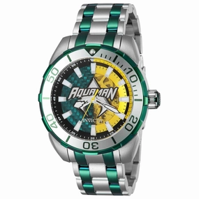 Invicta Men's Watch - DC Comics Aquaman Two Tone Silver and Green Bracelet | 43686