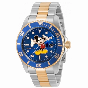 Invicta Men's Watch - Disney Mickey Mouse Blue Dial Silver, Rose Gold Case | 32383