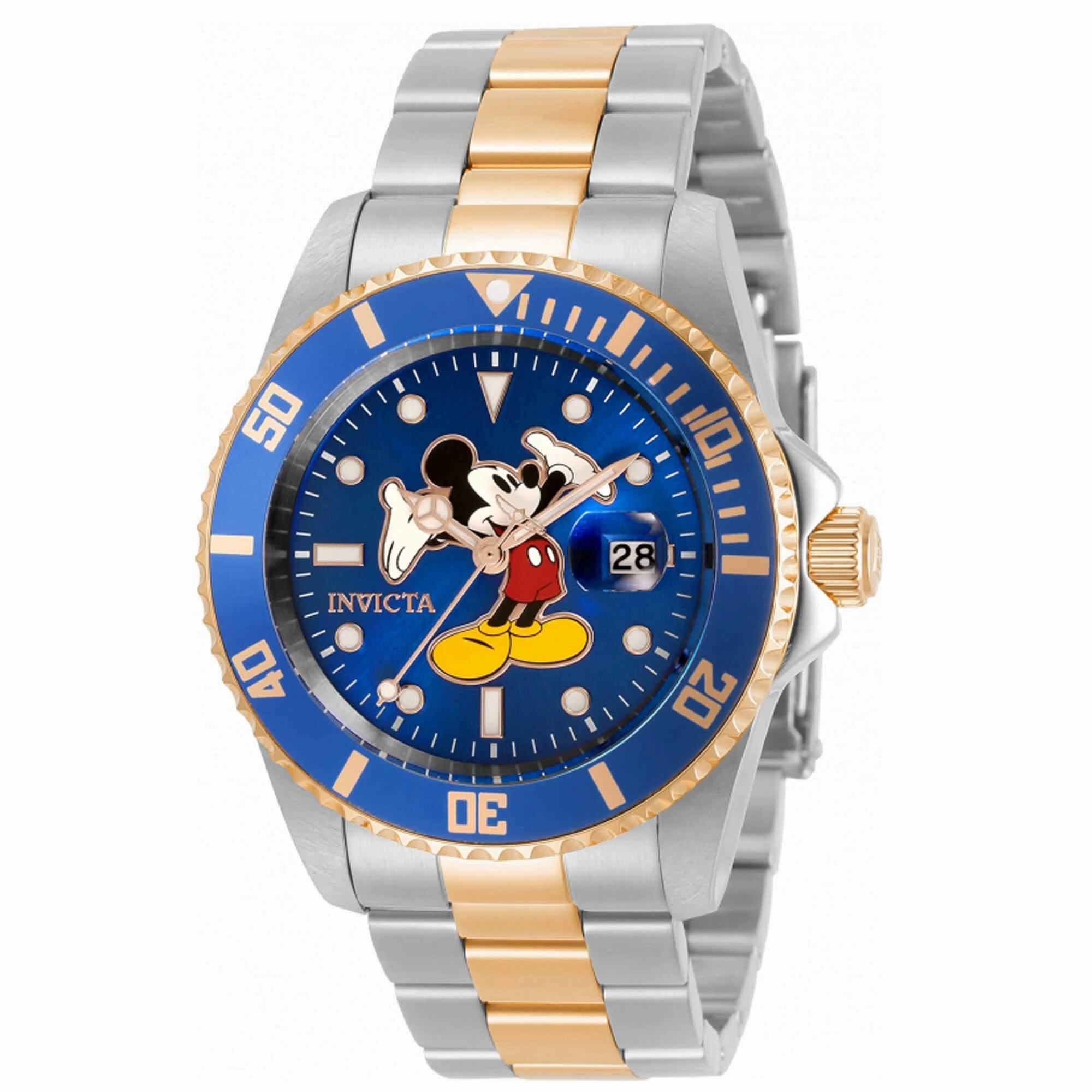 Invicta Men's Watch - Disney Mickey Mouse Blue Dial Silver, Rose Gold Case | 32383