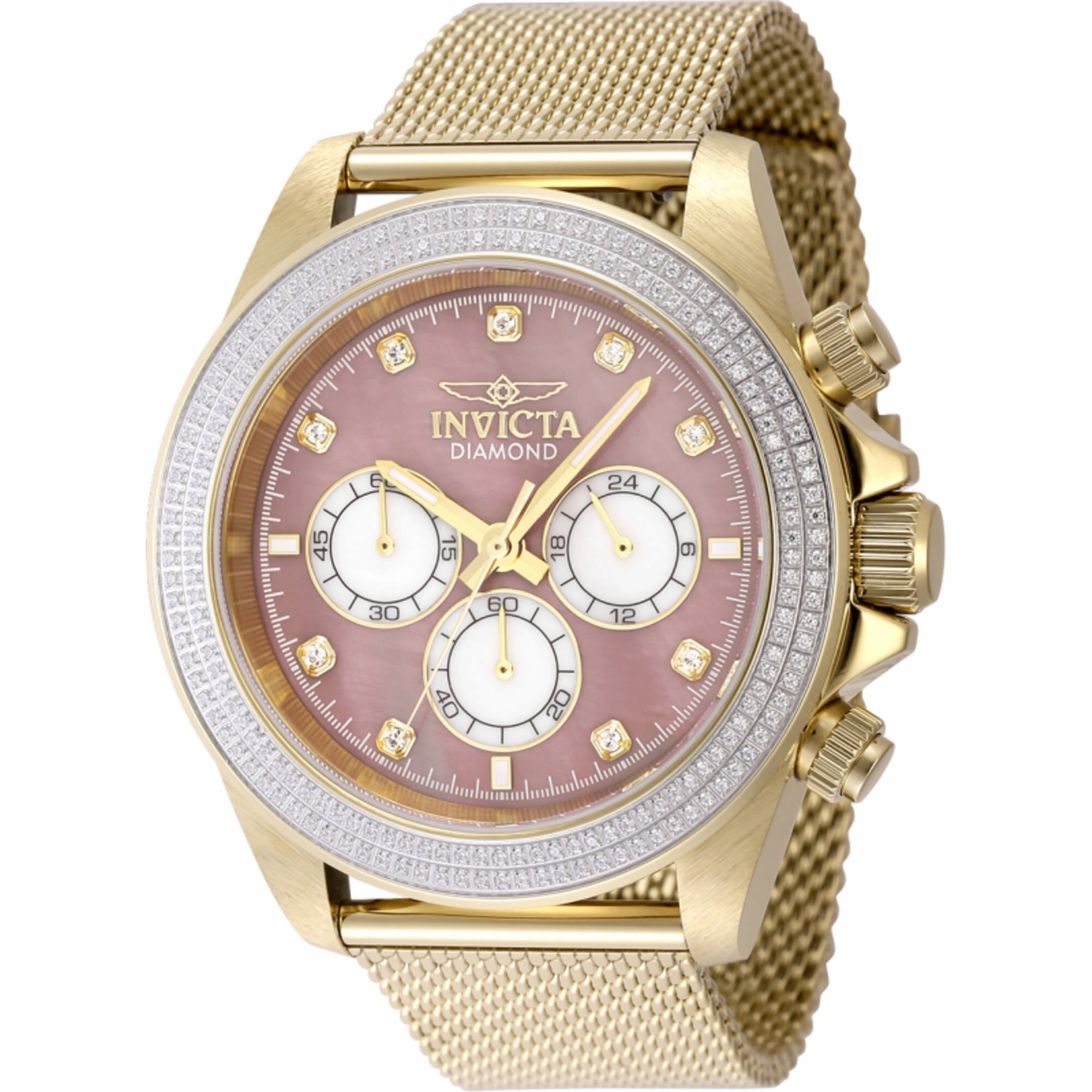 Invicta Men's Watch - Elite Diamond Quartz Chrono Yellow Gold Mesh Bracelet | 48755