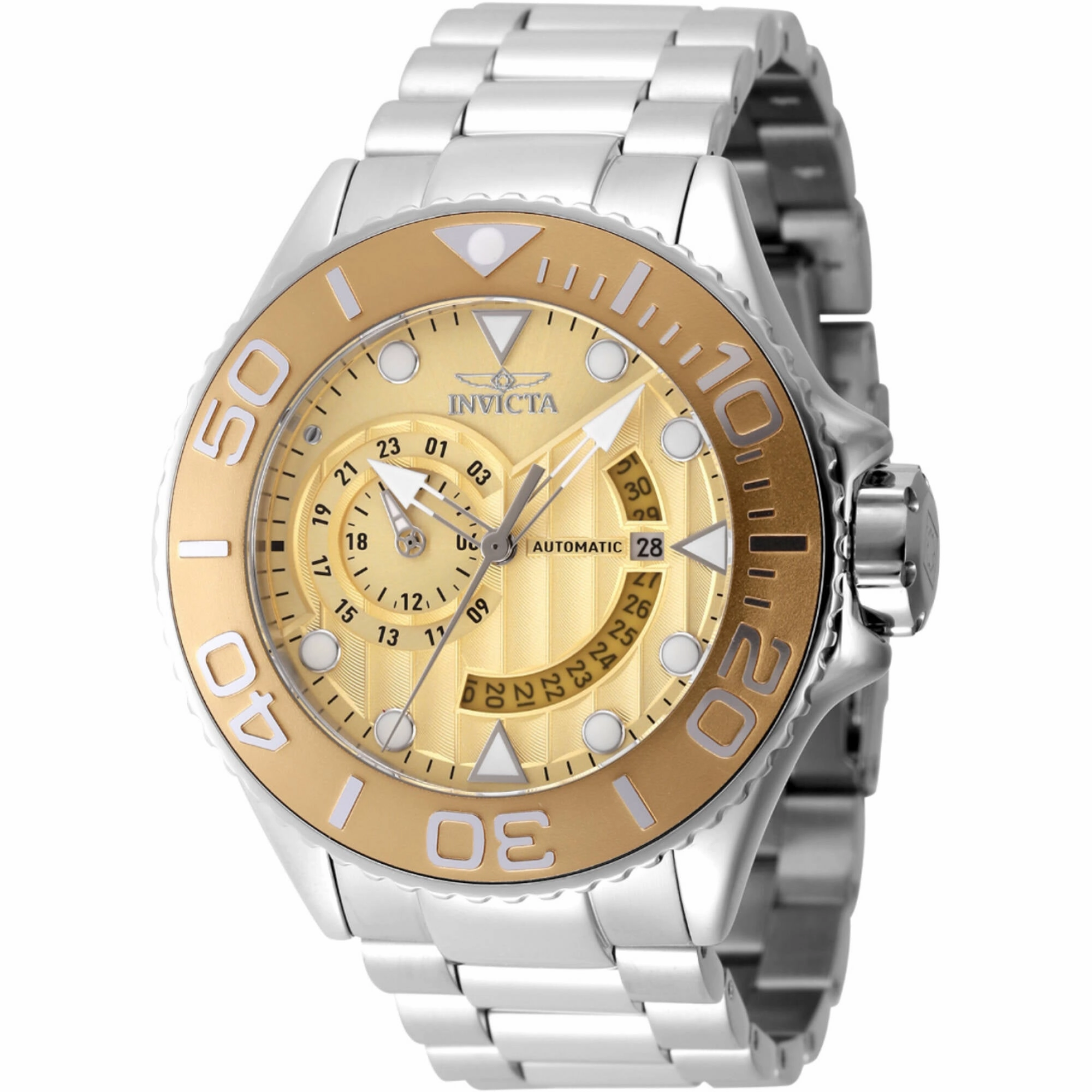 Invicta Men's Watch - Grand Diver Automatic Gold Tone Dial Steel Bracelet | 47543