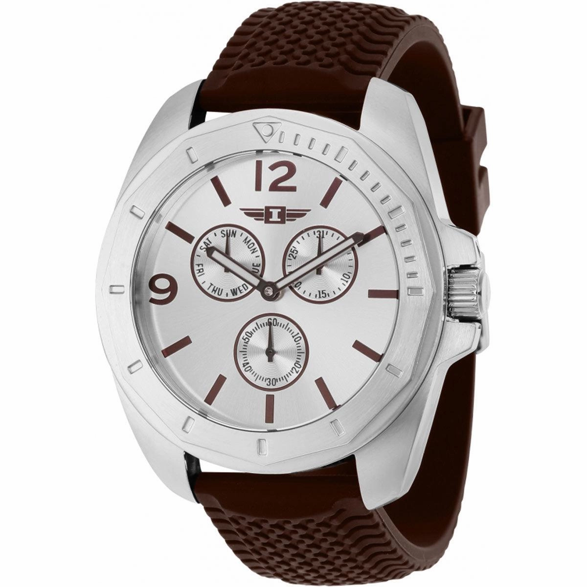 Invicta Men's Watch - I by Invicta Silver Tone Dial Brown Silicone Strap | IBI36500