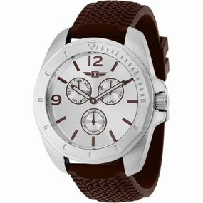 Invicta Men's Watch - I by Invicta Silver Tone Dial Brown Silicone Strap | IBI36500