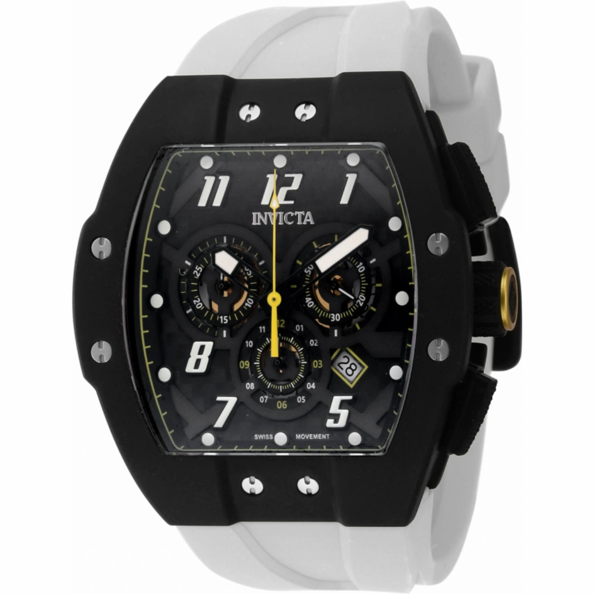 Invicta Men's Watch - Invicta Racing Quartz Black Dial White Silicone Strap | 46642