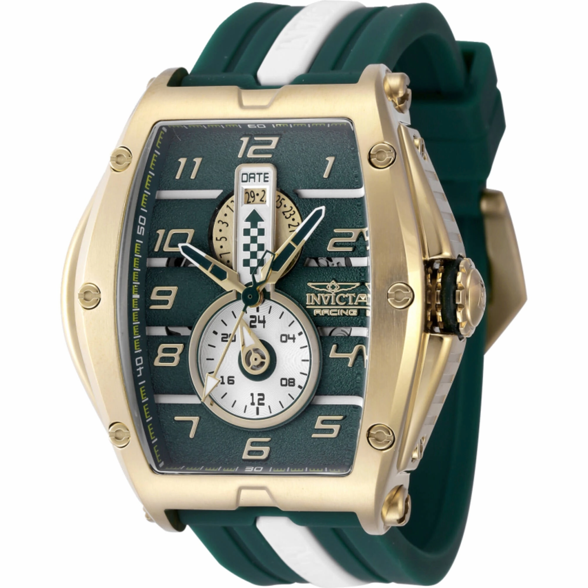 Invicta Men's Watch - Invicta Racing Yellow Gold Case Green and White Strap | 47387