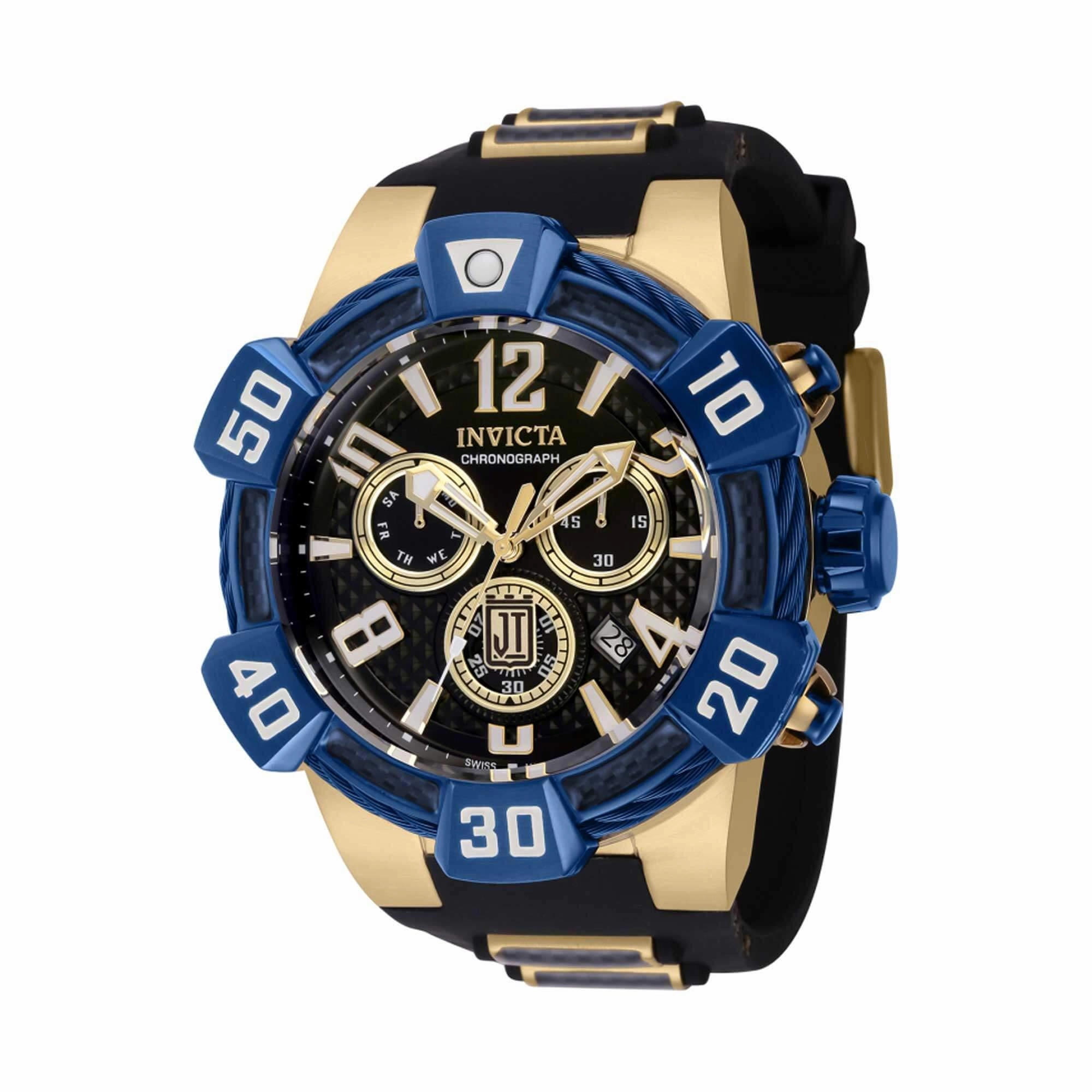 Invicta Men's Watch - Jason Taylor Blue Bezel Black and Yellow Gold Strap | 40444