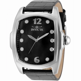 Invicta Men's Watch - Lupah Japanese Quartz Leather Strap Black Dial SS Case | 35371