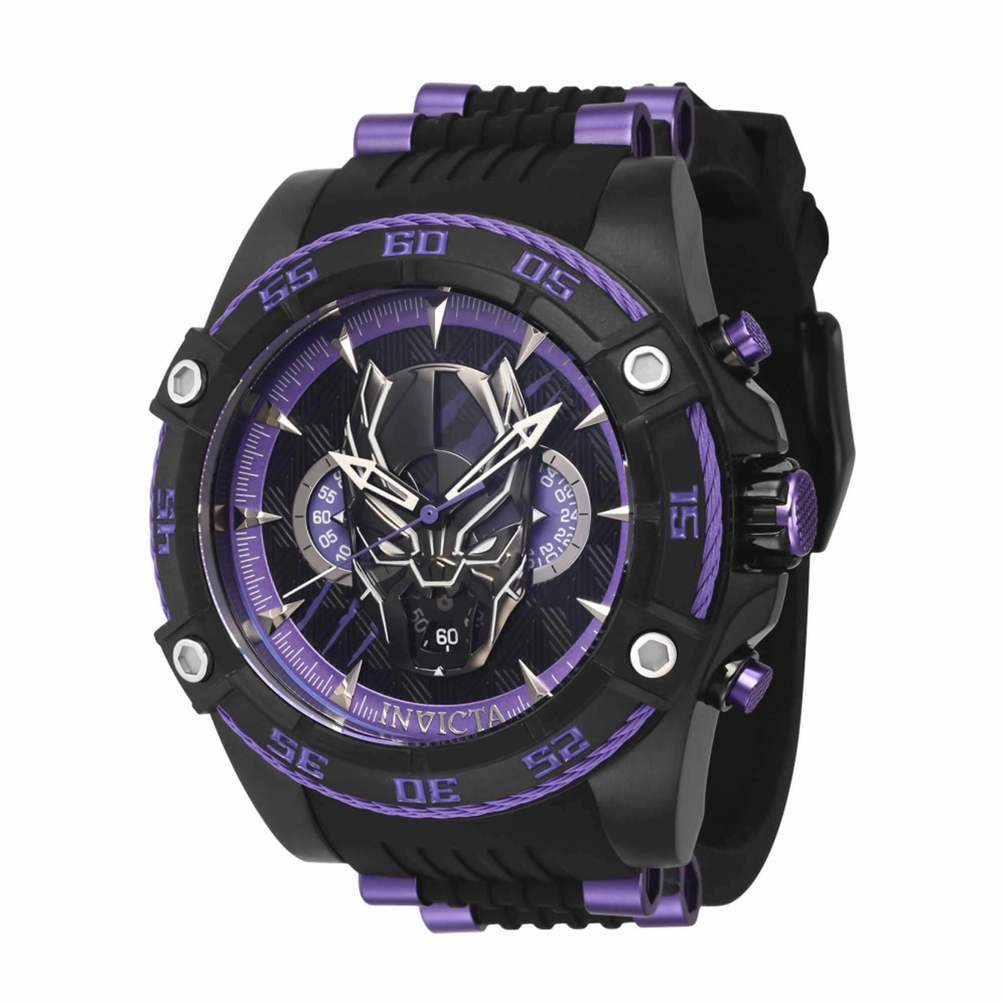 Invicta Men's Watch - Marvel Black Panther Chrono Rotating Bezel Black Strap | 41228