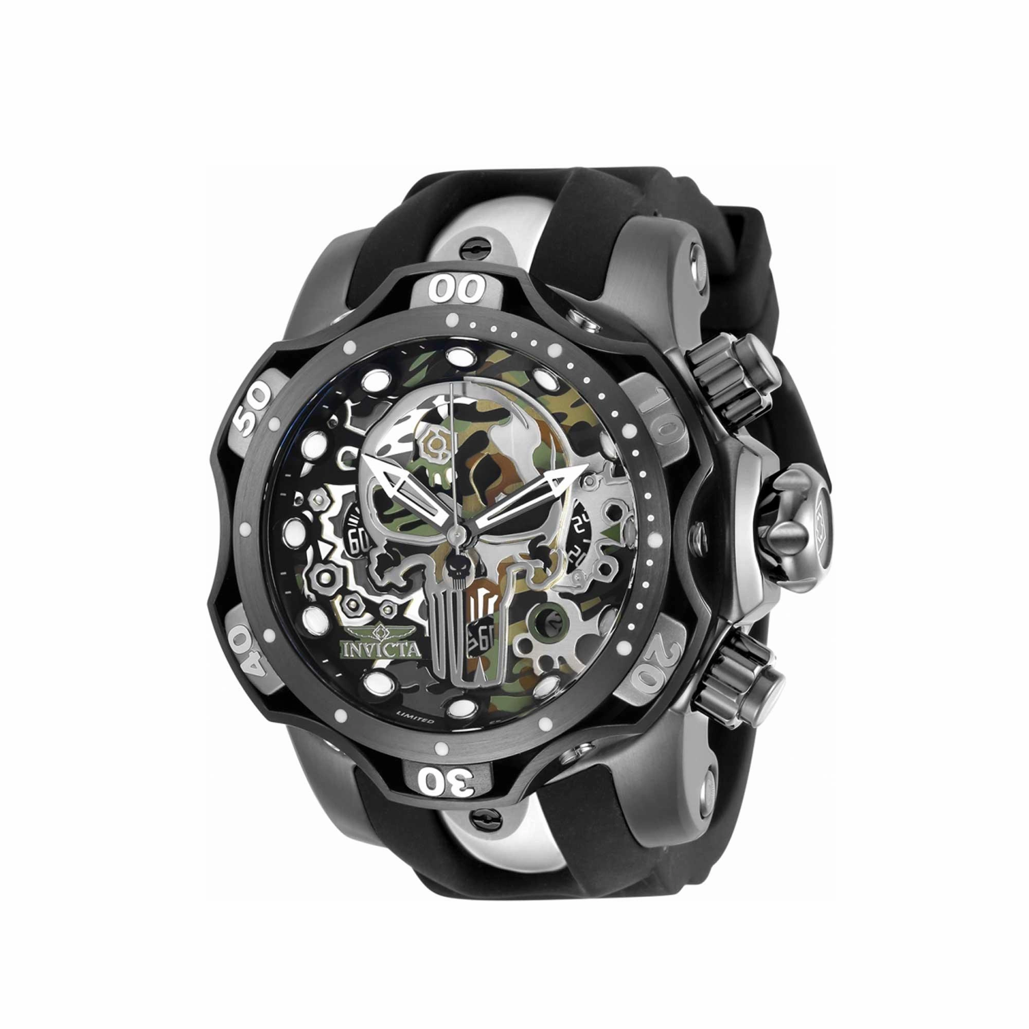 Invicta Men's Watch - Marvel Punisher Chronograph Silver and Black Strap | 30630