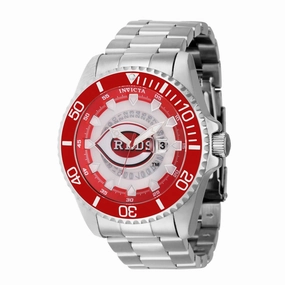 Invicta Men's Watch - MLB Cincinnati Reds Rotating Bezel Silver Steel Bracelet | 43460