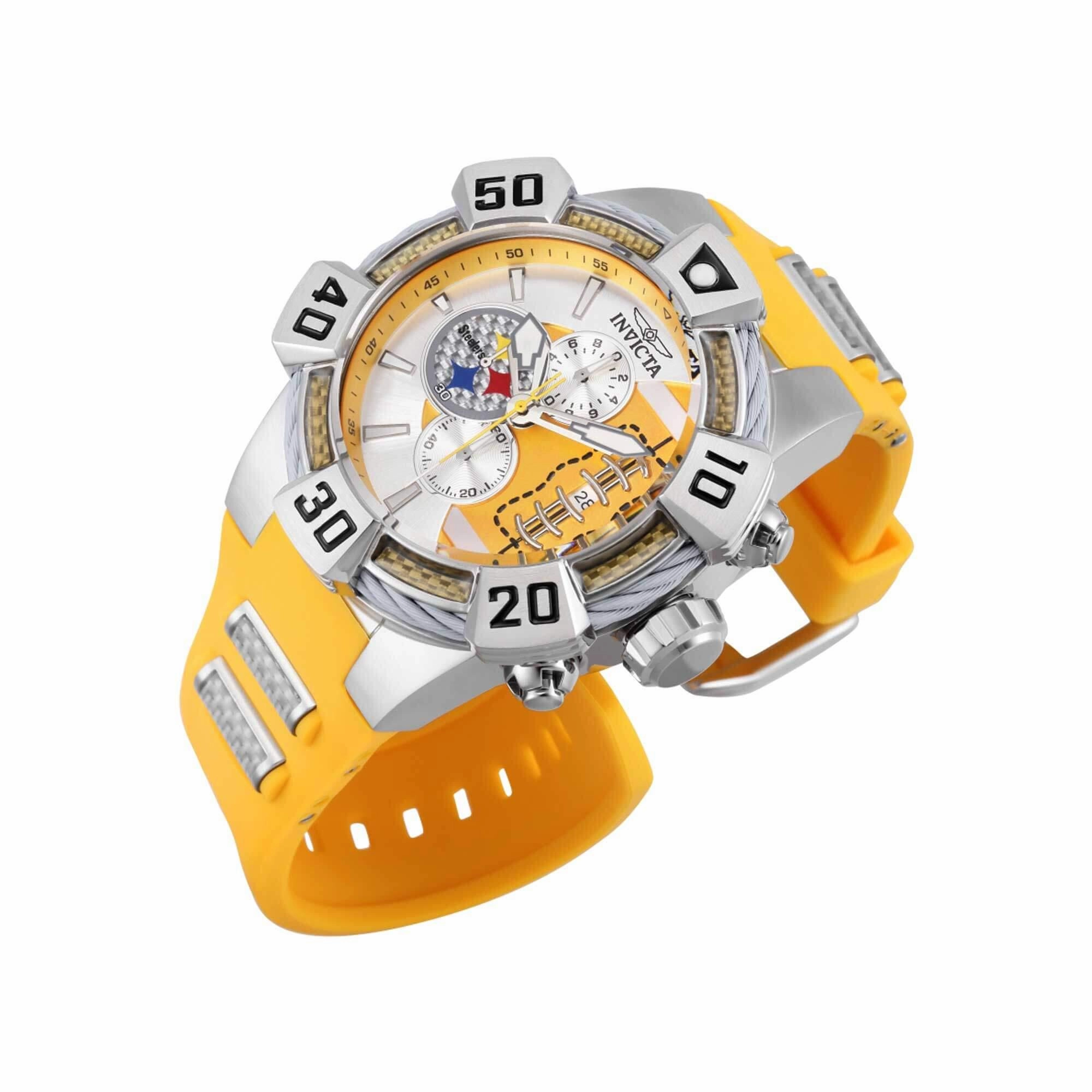 Invicta Men's Watch - NFL Pittsburgh Steelers Chrono Yellow Silicone Strap | 41574