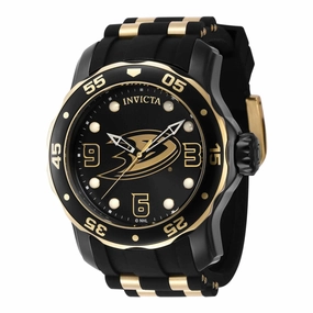 Invicta Men's Watch - NHL Anaheim Ducks Rotating Bezel Black Silicone Strap | 42316