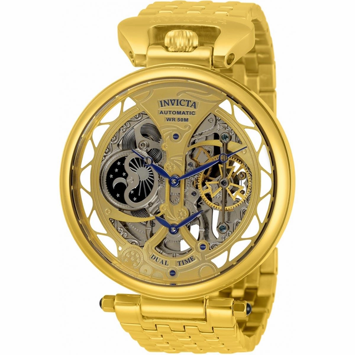 Invicta Men's Watch - Objet D Art Skeleton Dial Yellow Gold Bracelet | 32301