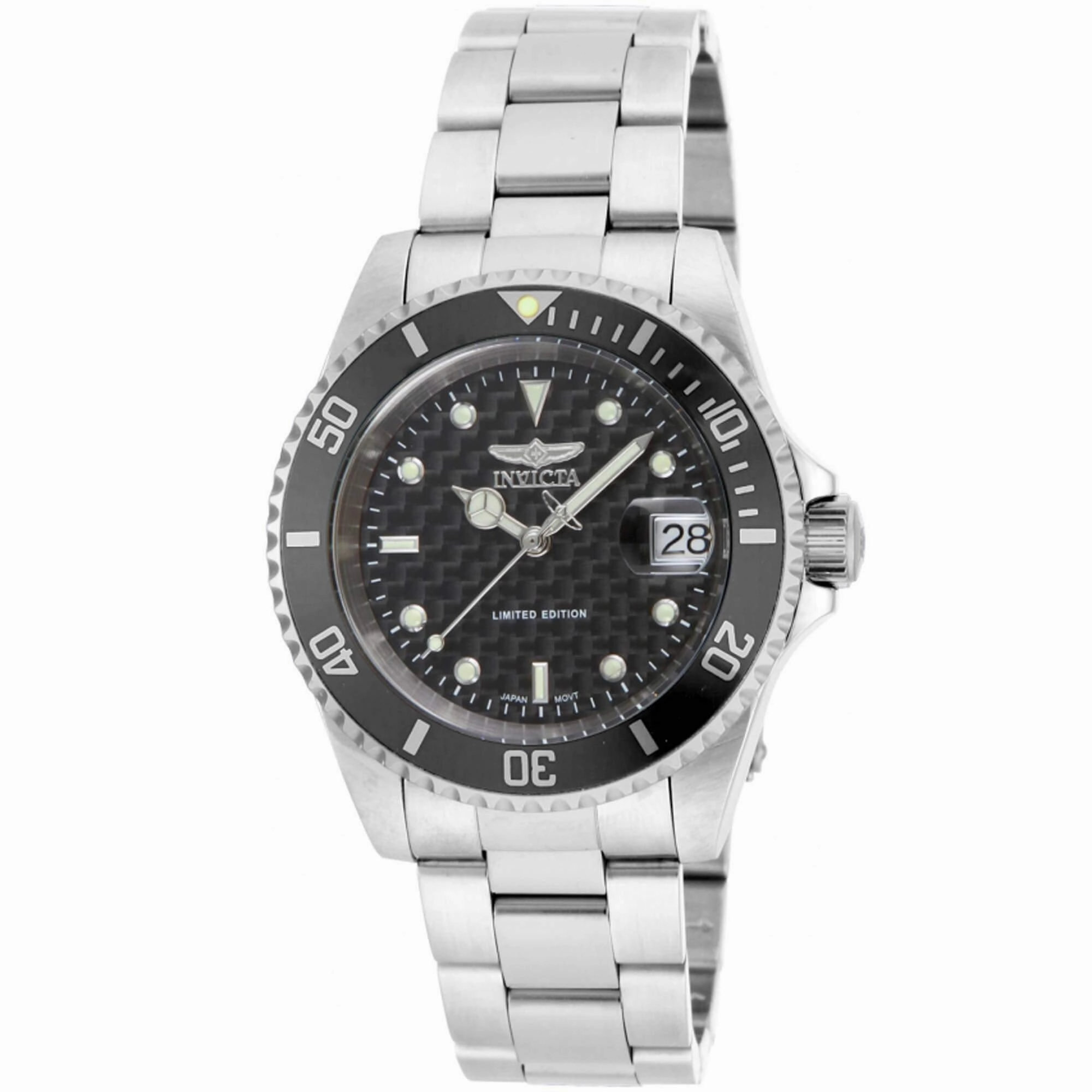 Invicta Men's Watch - Pro Diver Automatic Black Dial Silver Bracelet | ILE8926OBA