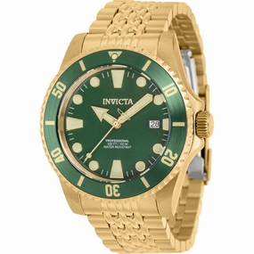 Invicta Men's Watch - Pro Diver Automatic Green Dial Yellow Gold Bracelet | 39756
