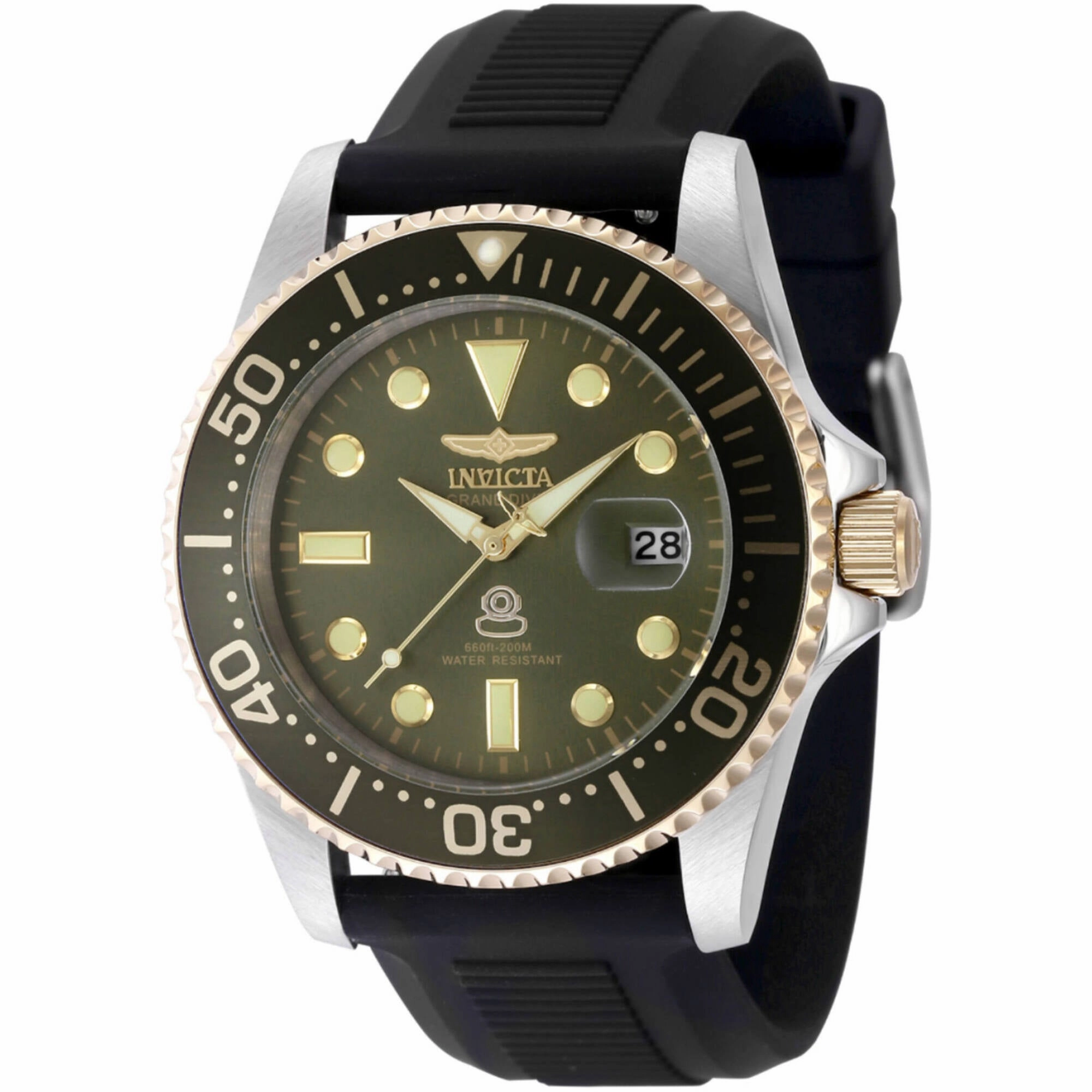 Invicta Men's Watch - Pro Diver Military Green Dial Silver Steel Bracelet | 48217