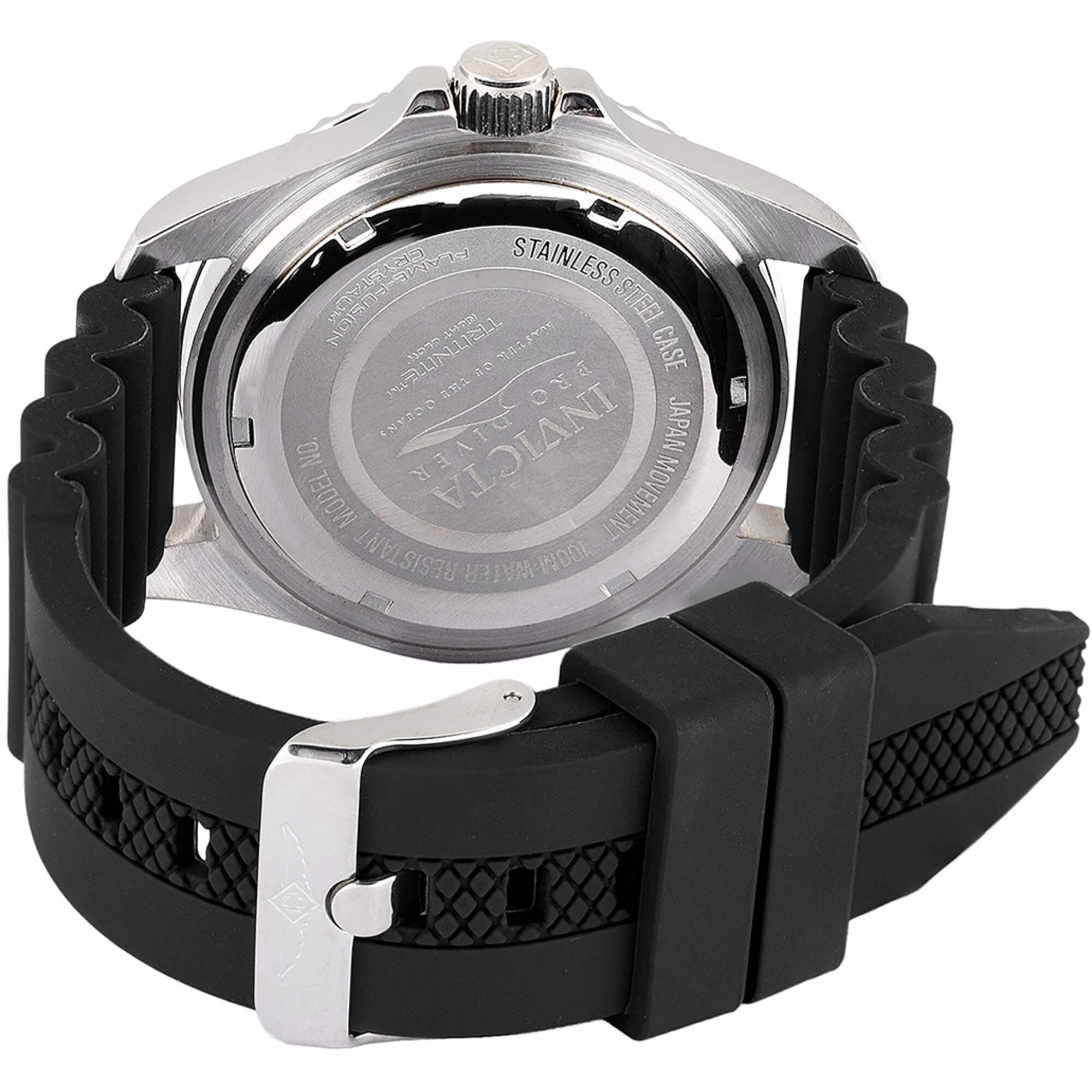 Invicta Men's Watch - Pro Diver Quartz Silver Tone Case Black Silicone Strap | 47166