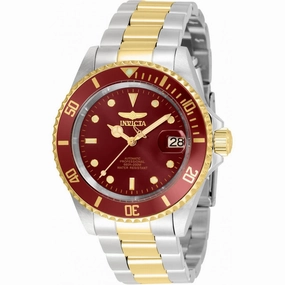 Invicta Men's Watch - Pro Diver Red Dial Two Tone Stainless Steel Bracelet | 35704