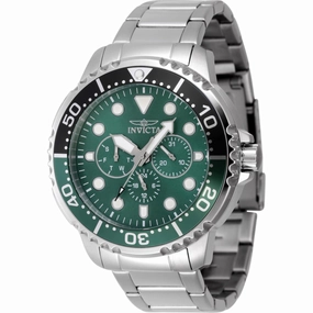 Invicta Men's Watch - Pro Diver Rotating Bezel Green Dial Silver Bracelet | 47228