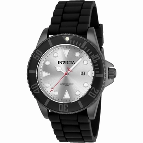 Invicta Men's Watch - Pro Diver Silver Tone Dial Gunmetal Case Black Strap | 90307