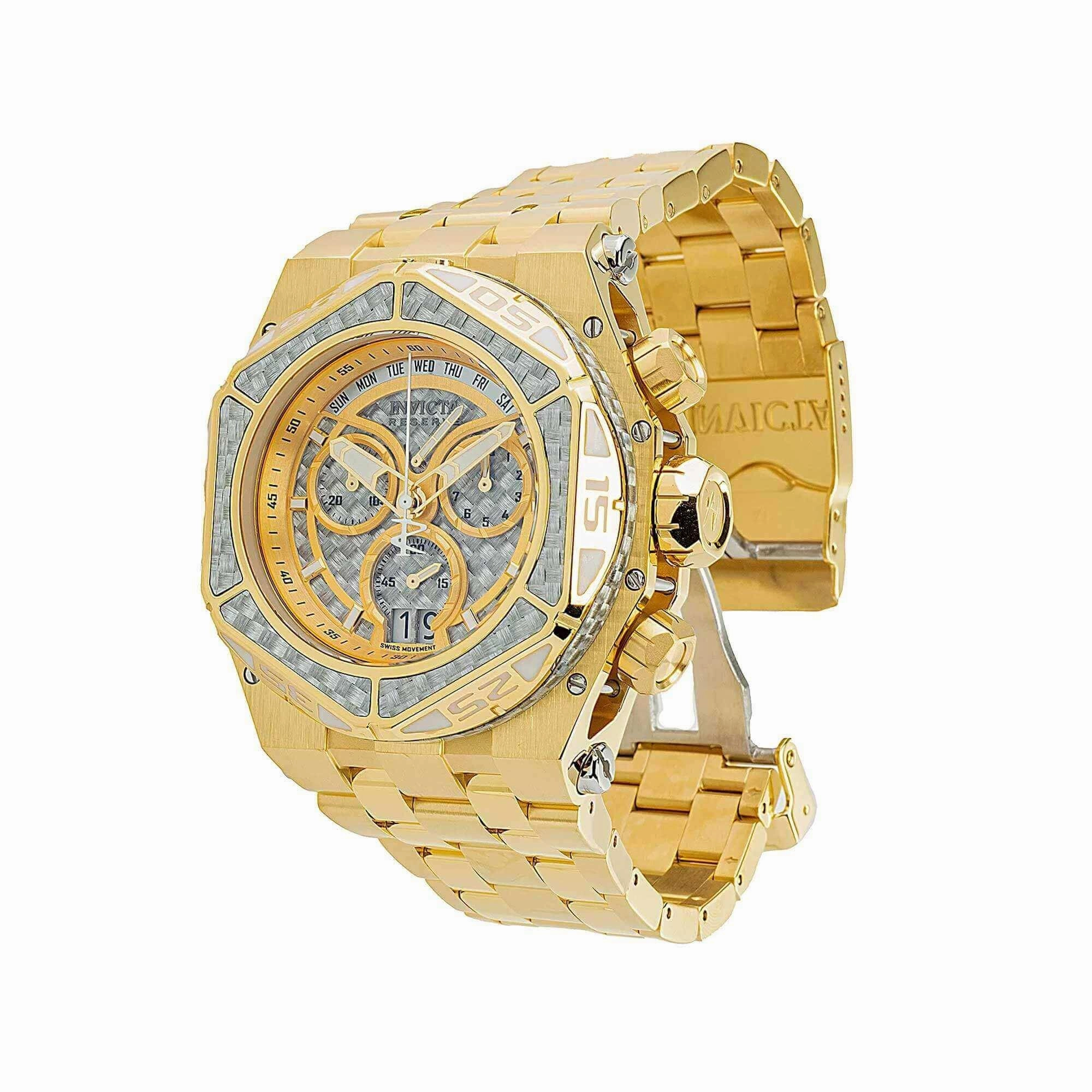 Invicta Men's Watch - Reserve Carbon Hawk Gold Tone, Silver Glass Fiber Dial | 38917