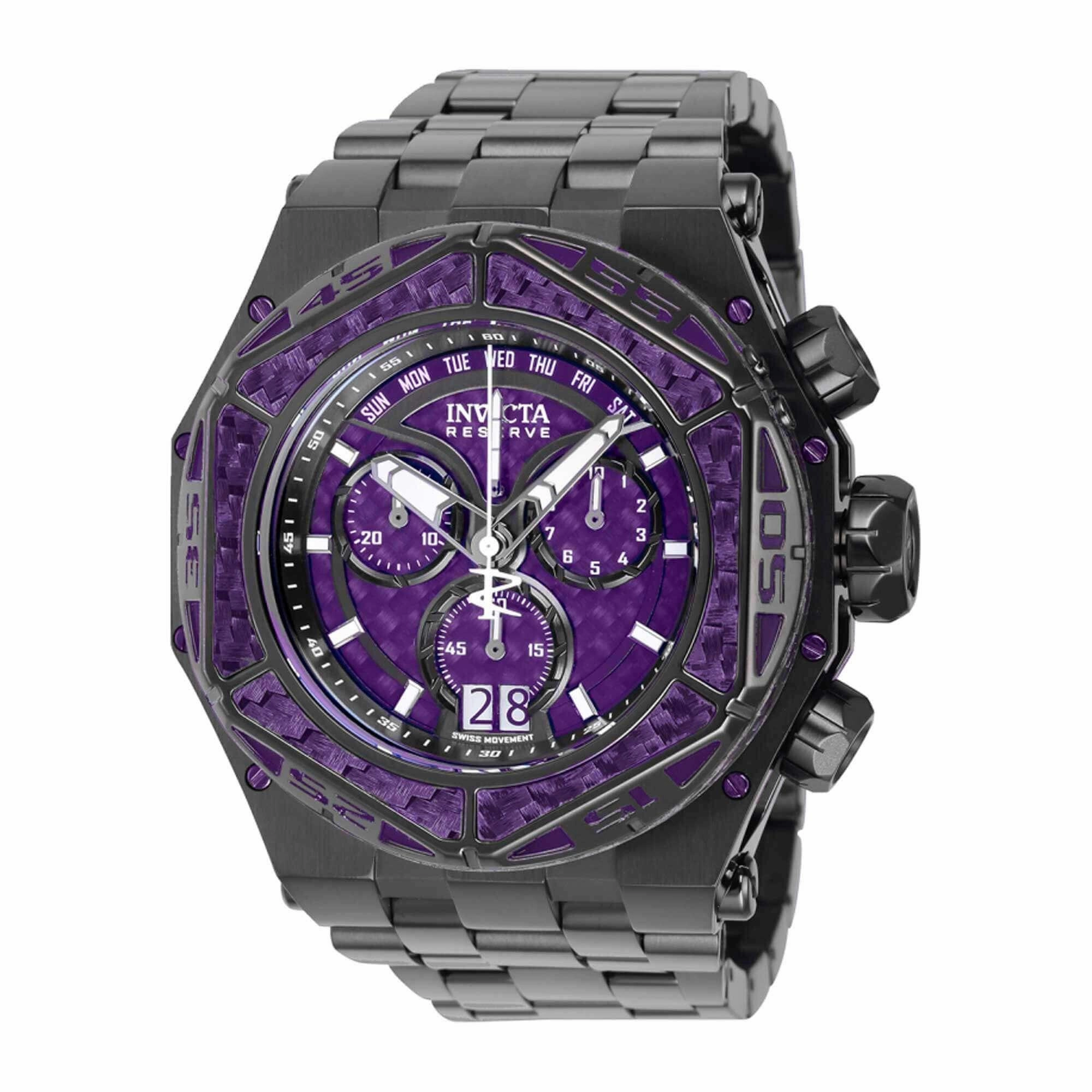 Invicta Men's Watch - Reserve Carbon Hawk Purple and Black Dial Bracelet | 38920