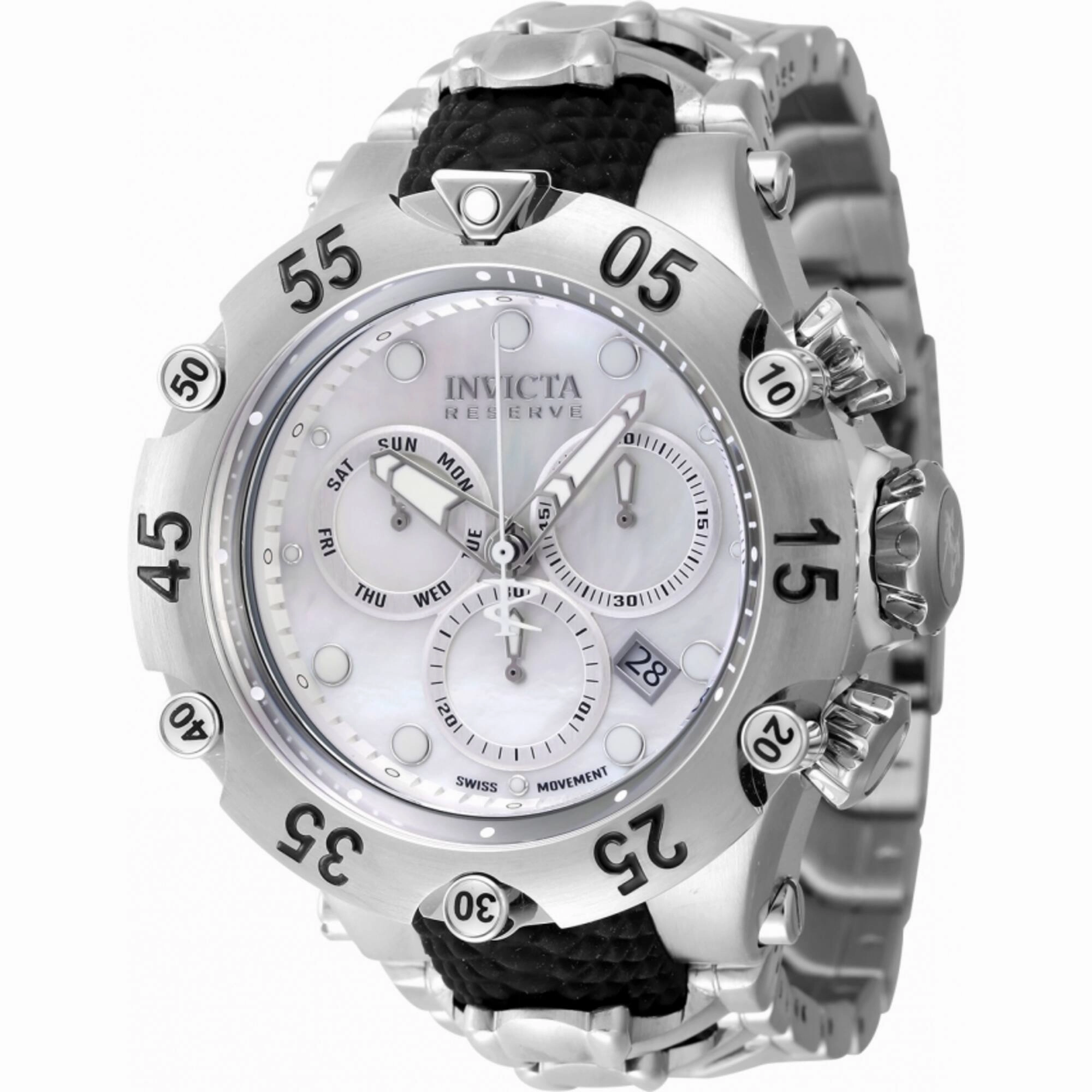 Invicta Men's Watch - Reserve Chronograph Quartz White, Silver Dial Bracelet | 47156
