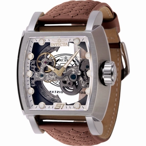 Invicta Men's Watch - S1 Rally Automatic Skeleton Dial Brown Leather Strap | 45994