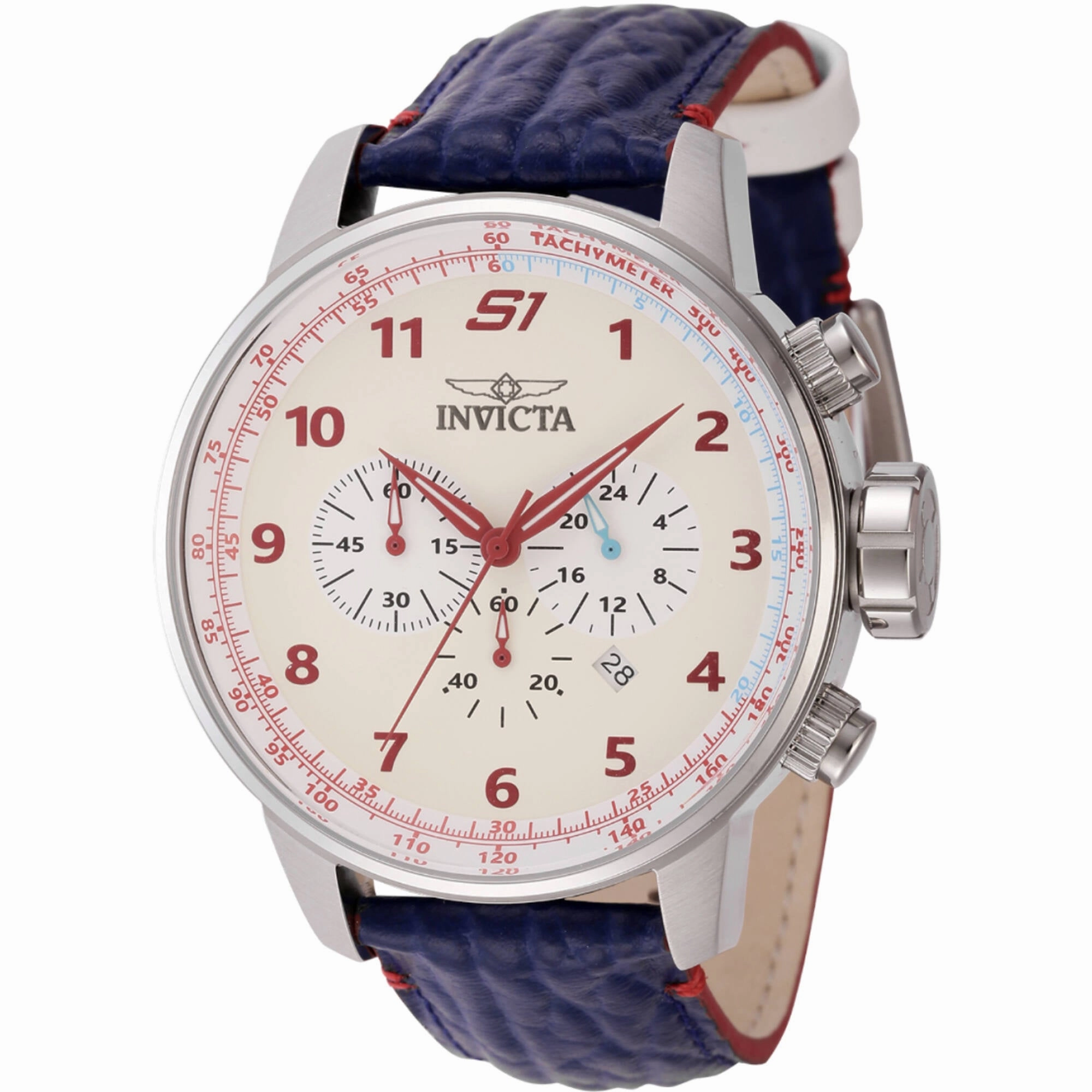 Invicta Men's Watch - S1 Rally Chronograph White Dial Red and Blue Strap | 44954